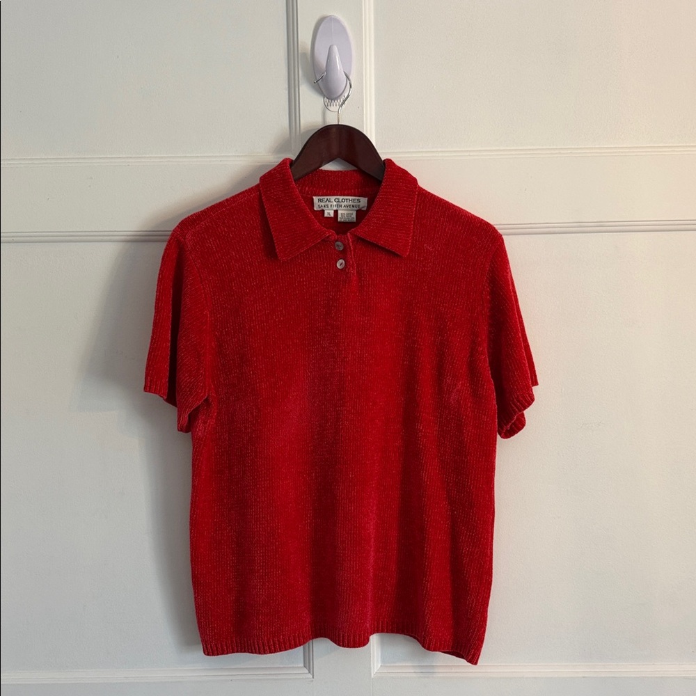 Vintage Saks Fifth Avenue “Real Clothes” Red Orange Button-Up Shirt